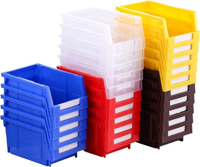 Tool bins Garage Storage Bins Small Parts Container Stacking storage bin Wall mounted storage bins(Blue,pack of 12)