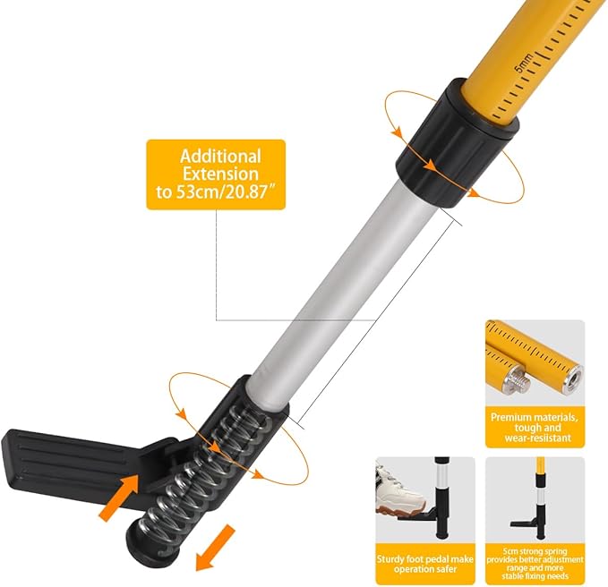 MOETER 13.8 Ft/4.2M Telescoping Laser Level Pole with Tripod - Adjustable Laser Level Stand for Rotary and Line Laser Level, Includes 1/4"-20 Mount & 5/8"-11 Adapter