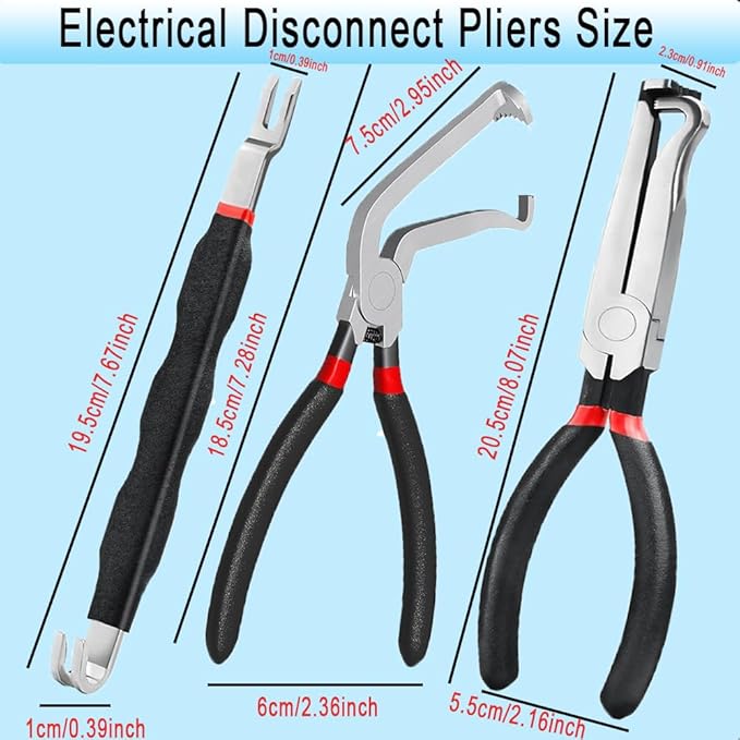 Electrical Disconnect Pliers, Electrical Connector Pliers for Cars, Automotive Electrical Plug Removal Tool, Terminal Removal Tool, Automotive Wire Locking Push Tab Disconnect Tools(3 PCS)