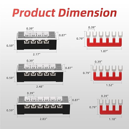APIELE 15A Screw Terminal Block 4/5/6 Position Dual Row Covered 600V Pre-Insulated Terminal Barrier Strips (6PCS 15A 4P/5P/6P+6PCS Wiring Strips)