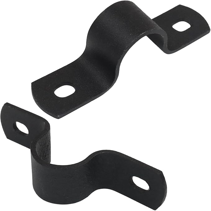 12Pcs Black Pipe Strap, 1/2 Inch Metal Pipe Clamp Rigid Conduit Clamp, 2 Hole U Bracket for Pipe Fixing/Plumbers(Inside Diameter: 2cm)