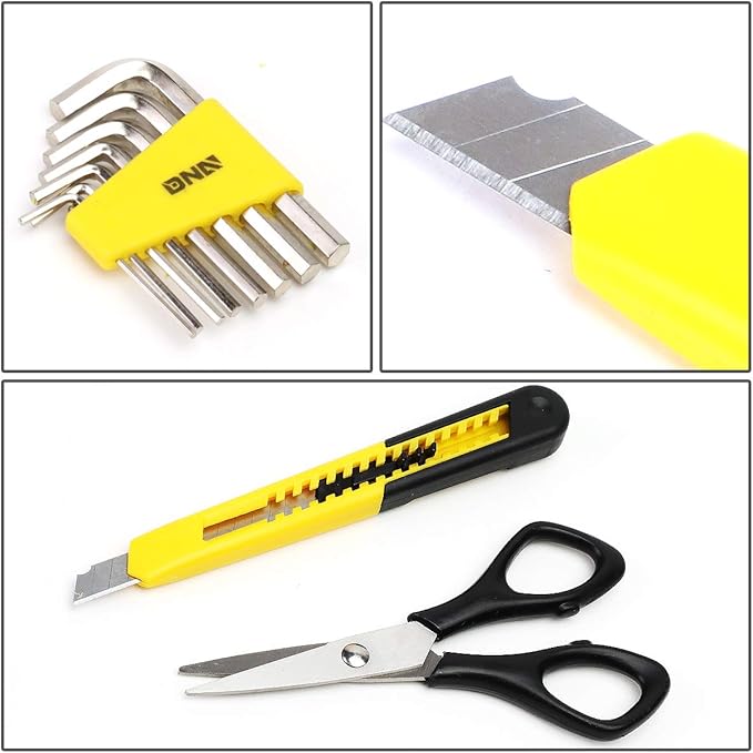 DNA Motoring TOOLS-00031 Home Repair Tool Set - 18 Pieces Tool Kit w/Nylon Carrying Case , Yellow