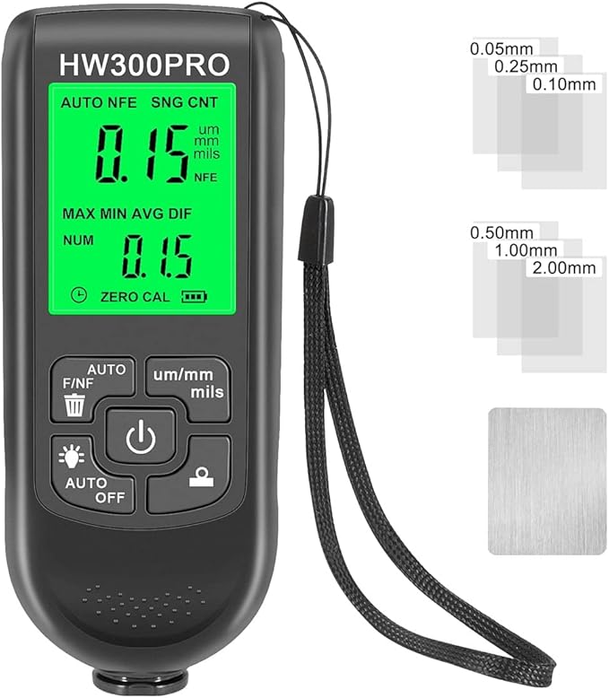 Paint Thickness Gauge Meter Fe/NFe Probe Coating Thickness Gauge Professional Multifunctional Car Paint Depth Gauge Test Precise HW-300PRO for Car Automatic Detection(black) (black)