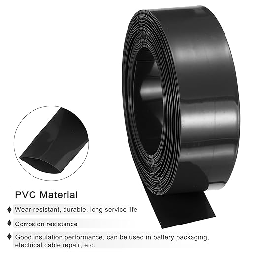 MECCANIXITY Battery Wrap PVC Heat Shrink Tubing 14mm Dia 23mm Flat 33 Feet(10meters) Black Good Insulation for Battery Pack