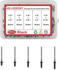 180Pcs Black 1/8" Pop Rivets Assortment Kit,5 Sizes Aluminum Rivets,Aluminum blind pro Rivets for DIY/Metal/Furniture/Instruments