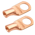 SELTERM 2pcs 6 AWG 3/8" Stud Copper Wire Lugs, Battery Lugs, Ring Terminals, Battery Cable Ends, 6 Gauge Ring Terminal Connectors, UL Heavy Duty Bare Copper Eyelets Battery Terminal Connectors
