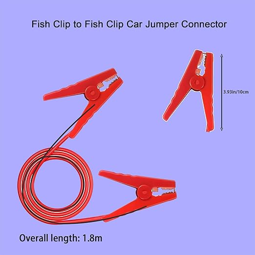 Alligator Clip car Jump Start Cable,Jumper Cables for Car Battery,Jumper Cables with Alligator Clips 10AWG 5.9ft for Cars, Motorcycles etc.(Y-Y 1.8m D)