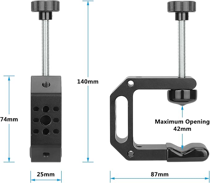 CAMVATE C Clamp(Widen) with Multiple 1/4"-20 and 3/8"-16 Threads (2.25" Neck) - 3305