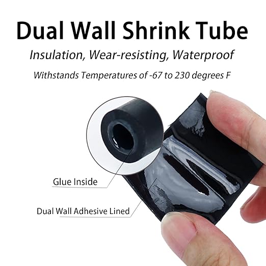 8 Sizes 218 Pieces Large Adhesive Heat Shrink Tubing Kit 3:1 Ratio Industrial Marine Grade Waterproof