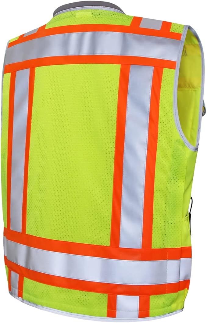 Dib Safety Reflective Vest Heavy Duty, High Visibility Two Tone Engineer Vest, Made with 3M Tape, Padded Collar, Retractable ID Pocket, Yellow 3XL
