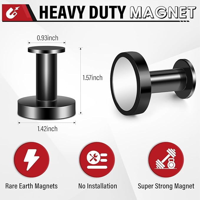 Heavy Duty 150Lb Magnet Hooks - Black, Strong, 6Pcs - Ideal for Cruise, Garage, Hanging, Grill