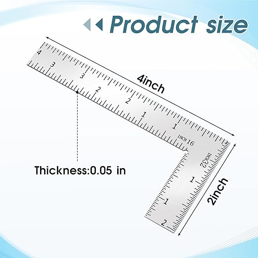 Mini L Shaped Ruler Measuring Tool 2 inch by 4 inch Square Framing Ruler 90 Degree Square L Rulers Framing Rulers Measuring Tools for Engineers Carpenter