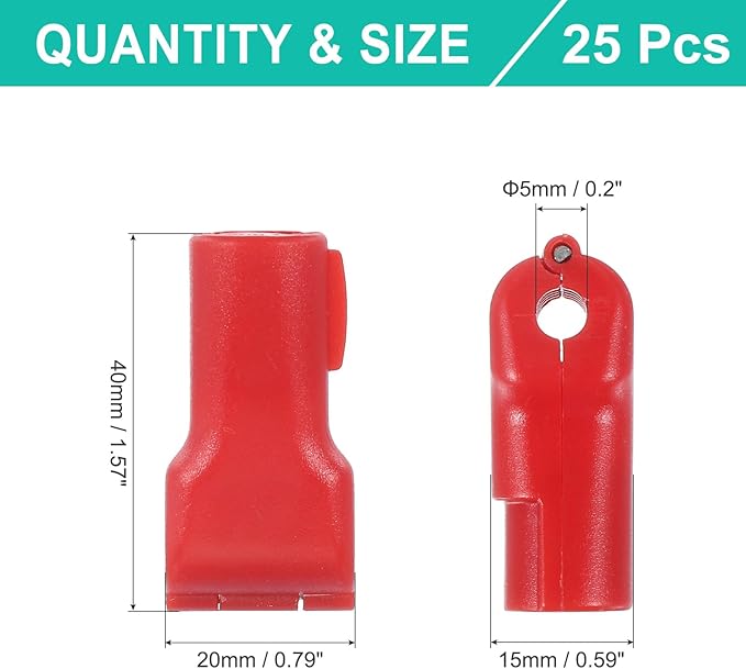 PATIKIL 5 mm Stop Peg Lock, 25 Pcs Pegboard Hooks Anti Sweep Theft Hook Locks Plastic Pegs for Mobile Accessories Shop Clothes Retail Security Display, Red