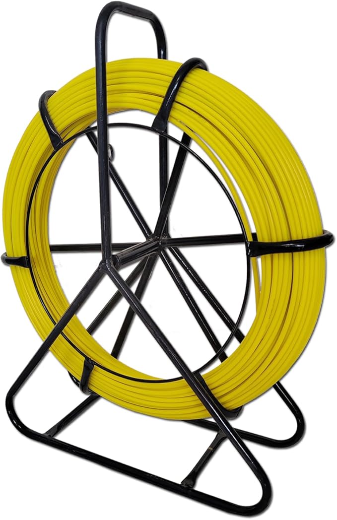 Fish Tape Fiberglass 6MM 500FT Fish Tape Puller Fiberglass Wire Cable Running with Cage [6mm*150m]