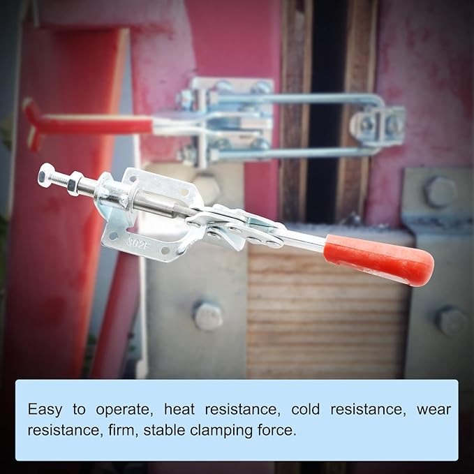 2Set Plunger Stroke Clamp w Flange Base Plate 300lbs Holding Capacity for Suitable for Toolbox, Door, Box, Trunk, Tractor Cover, Smoke Cover, Woodworking Fixture and Quick Release Pull Lock.