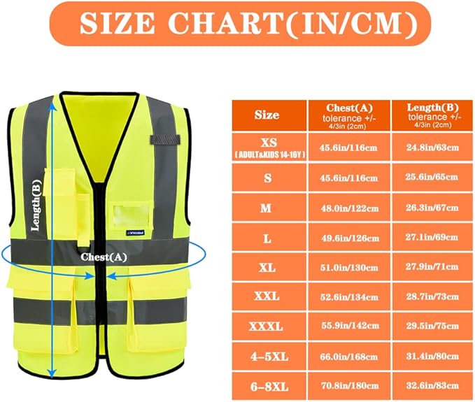A-SAFETY 6XL7xl 8XL,high vis reflective Safety Vest,Yellow