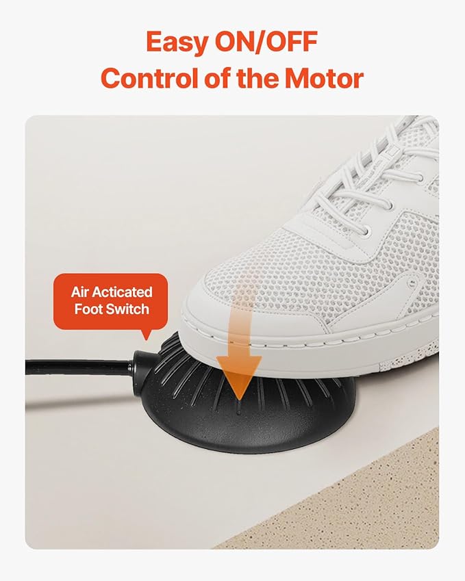 VEVOR Drain Cleaning Machine 100FT x 3/8 Inch, Sewer Snake Machine Auto Feed, Drain Auger Cleaner with 4 Cutter & Air-Activated Foot Switch for 2" to 4" Pipes, Orange, Black
