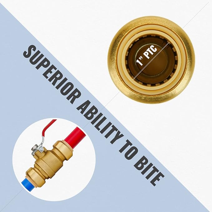 SUNGATOR 1 Inch Ball Valve, 1" Shut off Valve, No Lead Brass Push-to-Connect Plumbing Fittings, Full-Port Fit for PEX Pipe, Copper, CPVC, PE-RT, Pack of 2