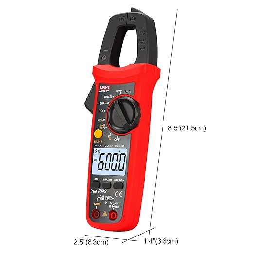 UNI-T UT204R Digital Clamp Meter, Auto Ranging TRMS 6000 Counts NCV Volt Amp Meter with AC/DC Ohm Diode Capacitance Resistance Temperature Frequency Continuity Test