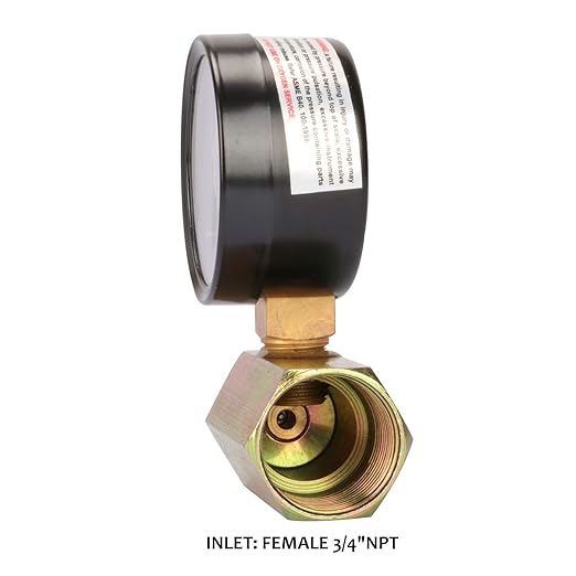 MEASUREMAN 2" Steel Gas Pressure Test Gauge Assembly, 3/4" FNPT Connection, 0-100Psi/kpa, +/-3-2-3% Accuracy