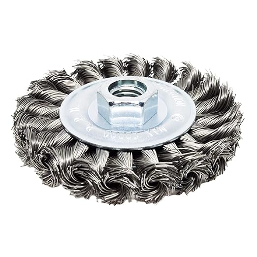 Benchmark Abrasives 4 Inch Standard Twist Knot Wire Wheel for Angle Grinder with 5/8"-11 Thread, Cleaning Narrow Holes, Deburring Grinding Wheels - Wire Wheel Attachment - Carbon Steel (4" x 1/2")