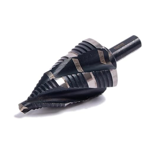Four Spiral Flute M35 Cobalt Step Drill Bit Set 1/4" - 1-3/8"(19 Sizes),Impact Ready Four Flute Step Drill Bit,3/8" 3-Flat Shank Step Bits for Hole Drilling Cutting on Metal, Steel, Aluminum
