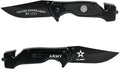 US Army Folding Elite Black Stealth Tactical Knife - Spring Assisted US Army Rescue Knife - Great Gift for the Soldier in your Life - Army Knife Black