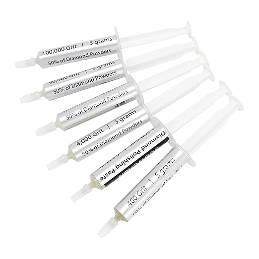 SCOTTCHEN 6Pcs Diamond Polishing Paste,400/1,200/4,000/8,000/50,000/100,000 Grit, Lapping Compound with 50% Concentration of Diamond Powders for Jewelry, Metal, Ring, Glass, Coin, 5 Gram Each