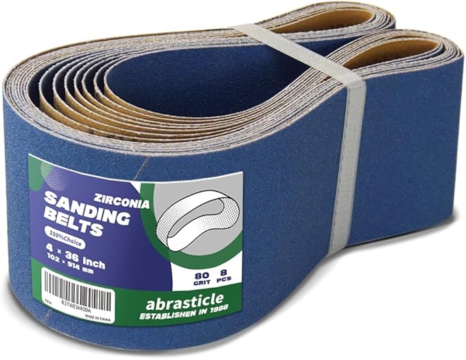 4" x 36" Zirconia Sanding Belts for Metal - 4 x 36 Inch Zirconia Metal Grinding Sand Paper, 8 PCS 80 Grits, Perfect for Knife Blade Sharpening, Metal Polishing, Derusting, Woodworking