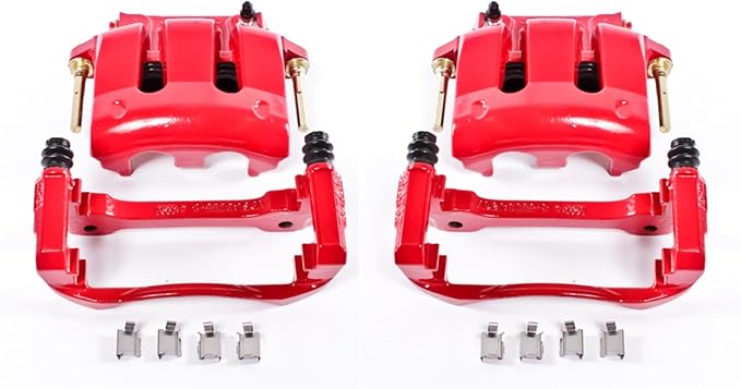 Power Stop Front S4928A Pair of High-Temp Red Powder Coated Calipers for Ford Mustang 2005-2014 [Model Specific]