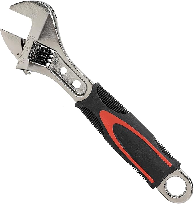 Navegando 8-Inch Adjustable Wrench, High Carbon Steel Adjustable Spanner, Compact Design for Tight Spaces, Non-Slip Grip, Fits 6-28mm Nuts/Bolts, for Plumbing, Automotive & DIY