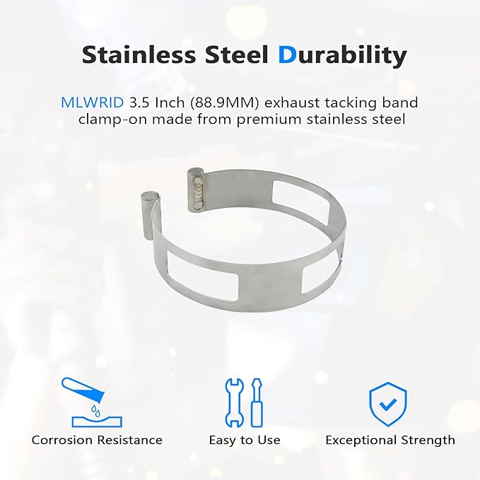 3.5 Inch (88.9MM) Stainless Steel Welding Tacking Band Clamp,Clamp-On Exhaust Pipe Tacking Band for Welding Fabrication