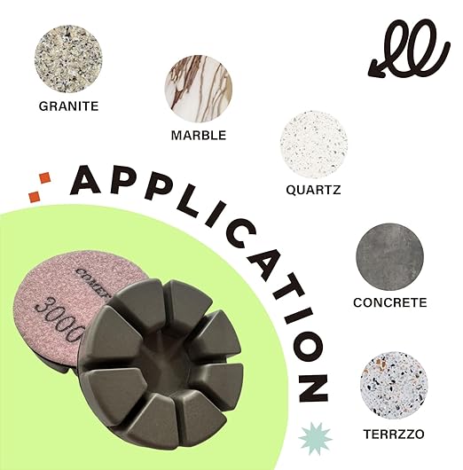 Diamond Floor Polishing Pucks for Terrazzo, Marble, Granite, Concrete Floor, 3 Inch 15mm Resin Bond Hook and Loop Polishing Pad, 3000#, 3PCS