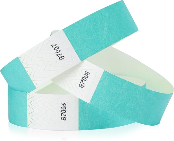 1,000 WristCo Aqua Tyvek Wristbands for Events - Comfortable Tear Resistant Paper Bracelets ID Wrist Bands for Concerts Festivals Admission Party Identification