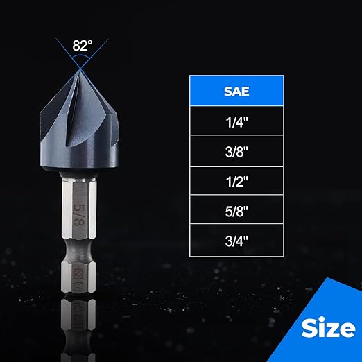 toolant 3/4" Noir-Ti Cobalt Countersink Drill Bit(Pro), Titanium Aluminum Nitride Coated with Quick Change Hex Shank