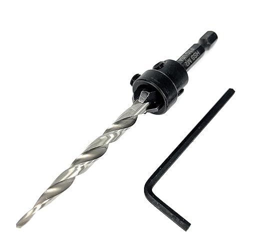FTG USA Adjustable Wood Countersink Drill Bit #14 (1/4") with Tapered Drill Bit for Woodworking