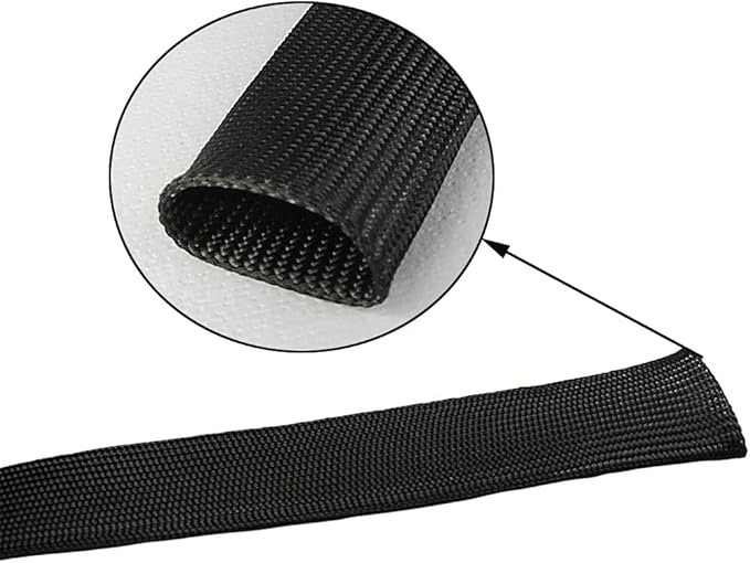 Fiberglass Hose Heat Shield Sleeve Spark Plug Wire Heat Protector Boots Auto Hose Roll 2500 Degree for Car&Auto Wire Loom Brake Line Cable (Black 1" IDX10')