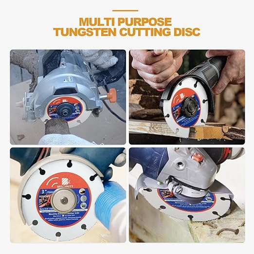 Carbide Multi Wheel,BRSCHNITT 4pcs 4-1/2 Inch (115mm) with Arbor 7/8" Tungsten Carbide Cut Off Wheel for Wood,Laminate,Gypsum Board,Plastic for Angle Grinder Cutting Disc
