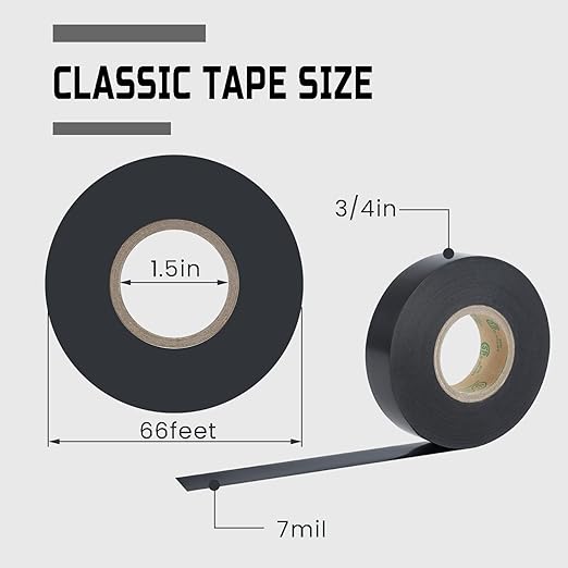 Lichamp 10-Pack Colored Electrical Tape Waterproof,3/4 inx66ft,Industrial Grade UL/CSA Listed High Temp Electrical Tape 10 Colors Electric Super Vinyl