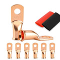 Battery Cable Ends, 8PCS 4 Gauge Wire Connectors 1/4 Copper Wire Lugs, Bare Copper Eyelets with Heat Shrink Tubing