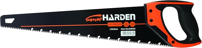 Tools 20" (510mm) Pro Hand Saw – #65 Mn Steel Blade, Heat Treated, HRC >55 Teeth Hardness, 3-Sided Grinding Teeth, Soft TPR Handle