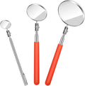 Flutesan 3 Pieces Telescoping Inspection Mirror Adjustable Observe Round Telescoping Inspection Mirror Tool for Checking Vehicle, Observing The Eyelashes, Mouth and Small Part, Orange, 3 Sizes