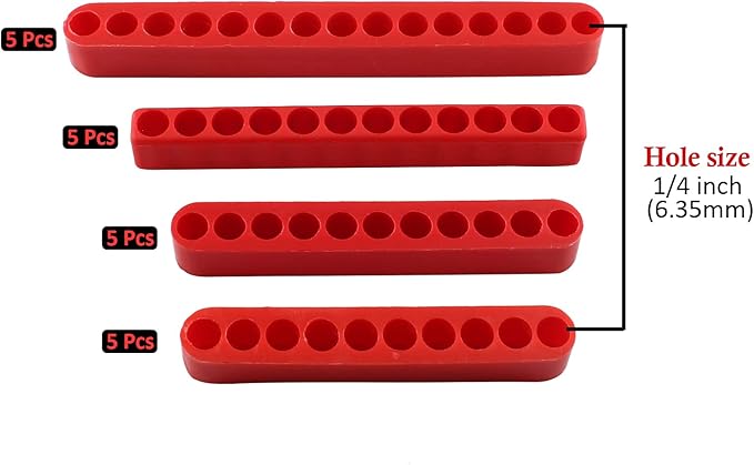 20Pcs Hex Shank Screwdriver Bit Holder Set, Plastic Screwdriver Head Storage Case, Drill Bit Storage Case, Screwdriver Head Holder Organizer, Including 10, 11, 12, 15-Holes
