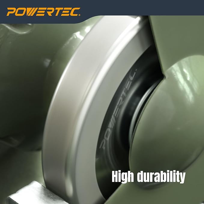 POWERTEC CBN Grinding Wheel 8 Inch 180 Grit, 1-1/4" Wide, 5/8" Arbor – 4-in-1 CBN Sharpening Wheel with 1/4" Radius Edge and Side Face for Bench Grinder (15702)