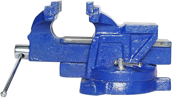 4-Inch Bench Iron Vice Heavy Duty Steel Bench Vise with Swivel Base Professional Germany Iron Design Durable Blue Finish for Workshop Use E-2014
