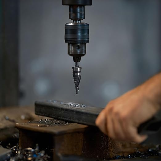 KAYGO M35 Step Drill Bit for Metal, 3/16 to 7/8 inch Step Drill Bits for Stainless Steel Aluminum Wood Plastic,1/4 -inch Hex Shank,Spriral Drouble-Fluted