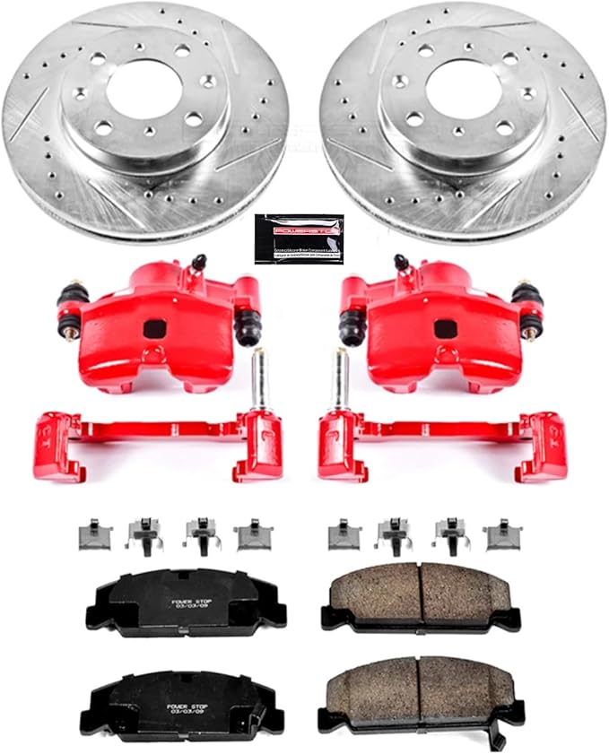 Power Stop KC5482 1-Click Performance Brake Kit with Caliper For Toyota Avalon 2005-2007, Toyota Camry 2005-2006, Toyota Solara 2004-2008 [Model Specific]