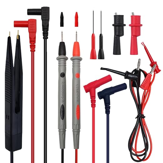 Multimeter Leads Kit, Professional Electrical Multimeter Test Leads Set with Alligator Clips, Test Hooks, Test Probes Lead, Test Tweezer