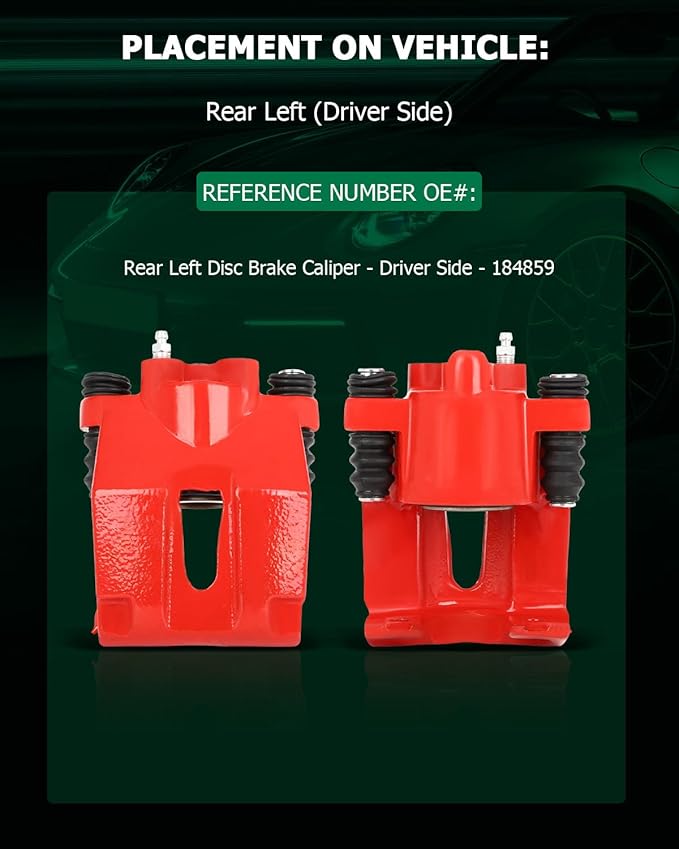 SCITOO Rear Left Brake Caliper Without Bracket 184859 Red Compatible For Ford For F-150 2004-2011 For Ford For Lobo 2005-2009 For Lincoln Mark LT 2006-2008 2010-2011