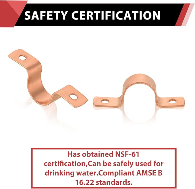 Pro 50-Pack EFIELD 1/2-Inch Copper Pipe Straps, Two-Hole Clamp Mount, (COPPER023)